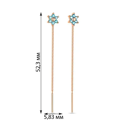Дитячі сережки золоті з блакитними фіанітами (арт. 108703г)