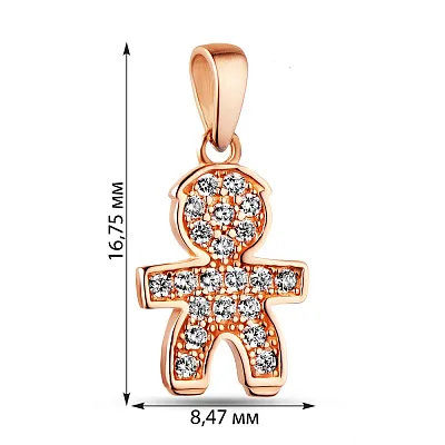 Золотая подвеска «Мальчик» с фианитами  (арт. 423928)