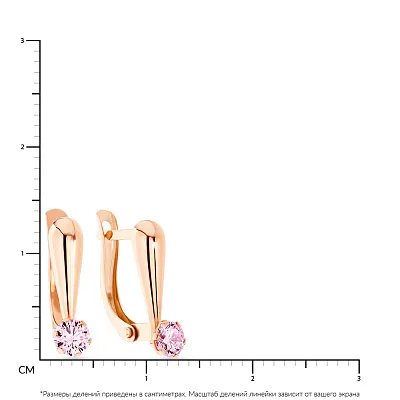 Сережки з червоного золота з рожевими фіанітами для дітей  (арт. 107712р)