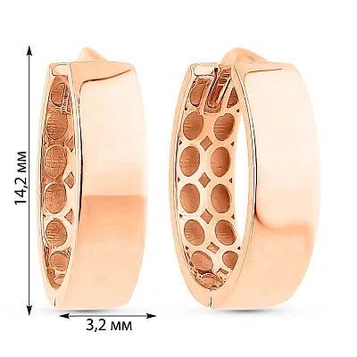 Сережки-кільця з червоного золота без каміння (арт. 109302/15)