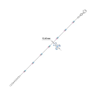 Дитячий срібний браслет "Ведмедик" з емаллю  (арт. 7509/3623ег)