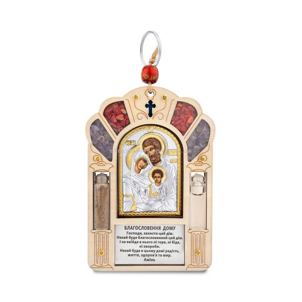 Серебряная икона Святое Семейство (80х120 мм) (арт. PI-1/005D/G/ua)