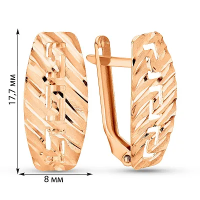 Золотые серьги с греческим орнаментом Олимпия (арт. 109671)