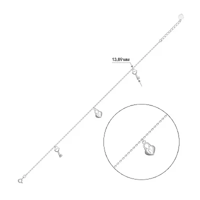 Серебряный браслет «Ключ к сердцу» на ногу (арт. 7509/2341)