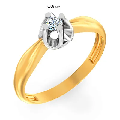 Золотое помолвочное кольцо с фианитом (арт. 140629ж)