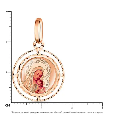 Ладанка з червоного золота «Божа Матір з немовлям» (арт. 422701)
