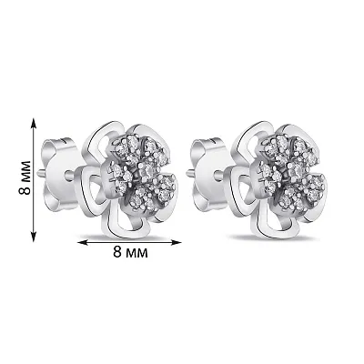 Срібні сережки-пусети в формі квітки (арт. 7518/6496)
