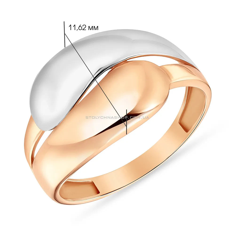 Золотое кольцо в красном и белом цвете металла (арт. 154176кб) - 2 - цена