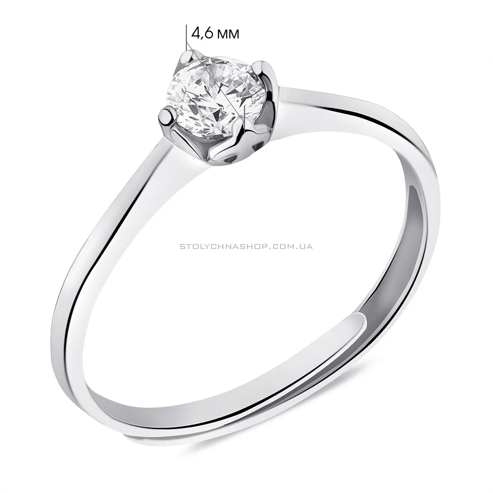 Безразмерное кольцо из серебра с фианитом (арт. 7501/6250) - 2 - цена