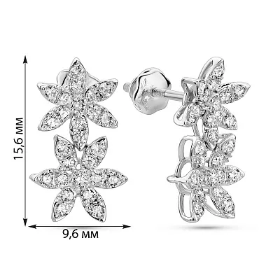 Сережки-пусети з білого золота з діамантами (арт. С341611060б)