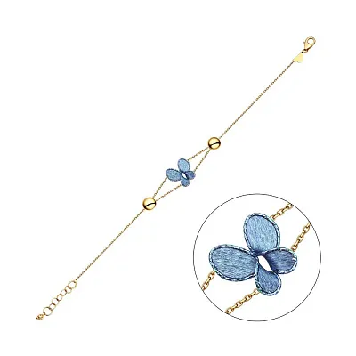Золотой браслет Francelli с синей бабочкой (арт. 325195жс)
