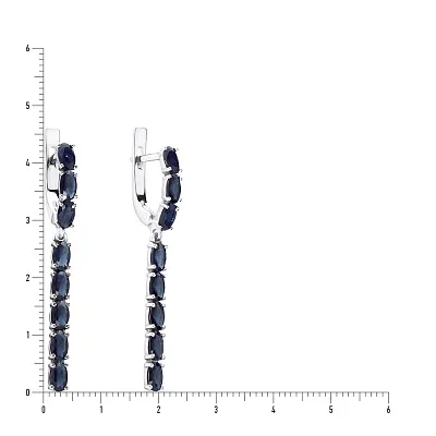 Серебряные серьги подвески с сапфирами (арт. 7002/2901/9С)