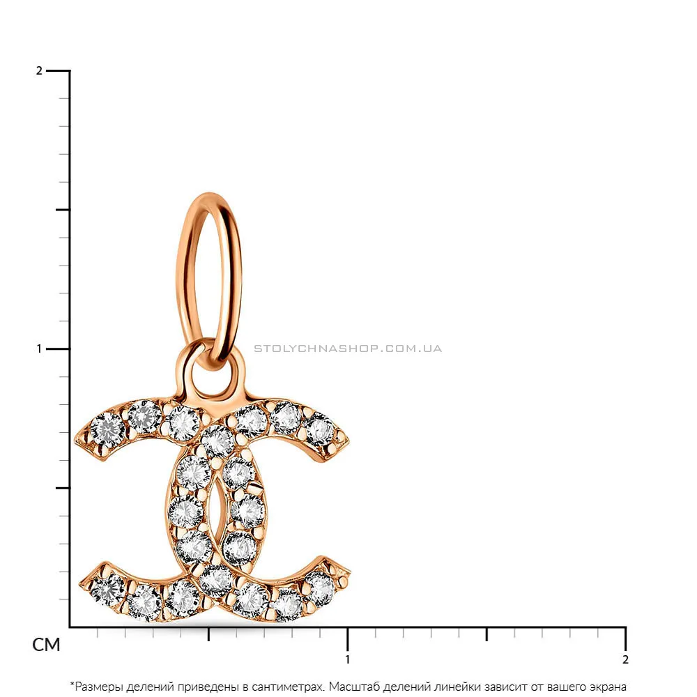 Подвеска из красного золота с фианитами (арт. 424358) - 2 - цена