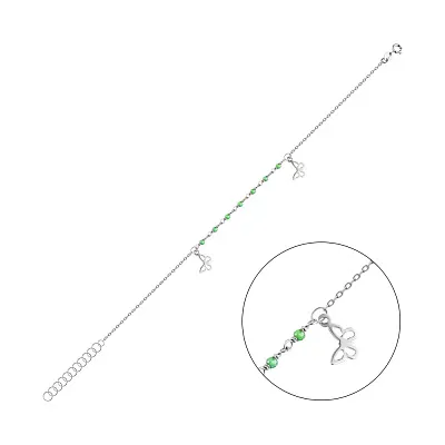 Золотой браслет на ногу Бабочки с фианитами (арт. 325665бзн)