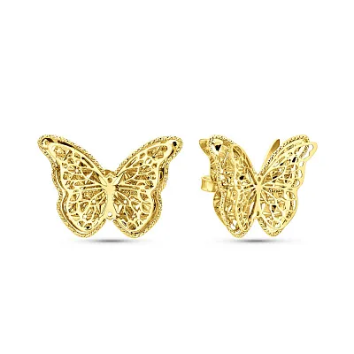 Золотые серьги-пусеты Francelli в форме бабочки  (арт. 1091343ж)