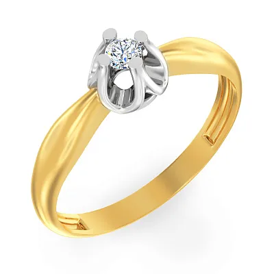 Золотое помолвочное кольцо с фианитом (арт. 140629ж)