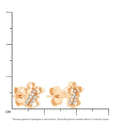 Золотые пусеты «Ангелы» с фианитами (арт. 106495)