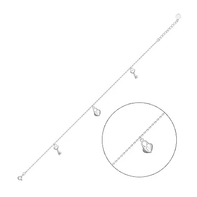 Срібний браслет Ключ до серця на ногу (арт. 7509/2341н)
