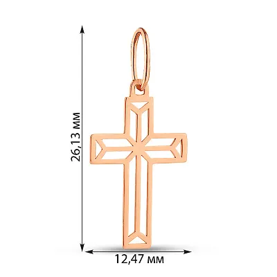 Хрестик з червоного золота без каміння (арт. 440871)