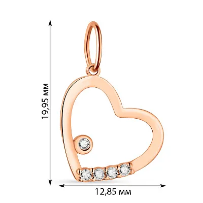 Підвіс з золота "Серце" в червоному кольорі металу (арт. 424547)