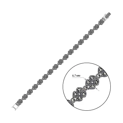 Срібний браслет з марказитами (арт. 7409/2455мрк)