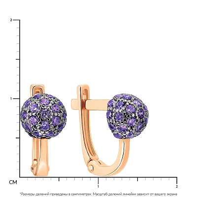 Золотые детские серьги с фиолетовыми фианитами (арт. 110264ф)
