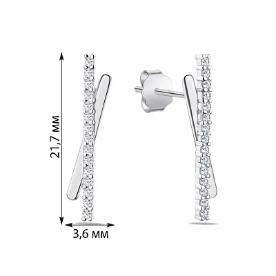 Срібні сережки-пусети з фіанітами (арт. 7518/5221)