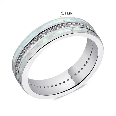 Серебряное кольцо с опалами и с фианитами (арт. 7501/6392Поб)