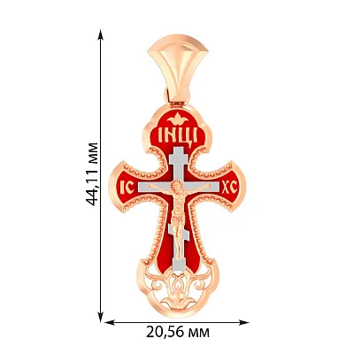 Золотий хрестик з розп'яттям та емаллю (арт. 501631к)