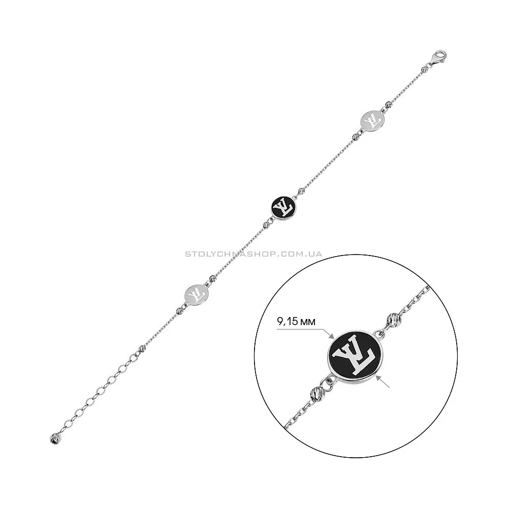 Браслет з білого золота з емаллю (арт. 324597беч) - 2 - цена