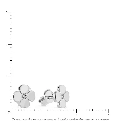 Серьги-пусеты из белого золота &quot;Цветок&quot; с фианитами  (арт. 108819б)