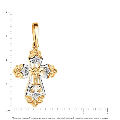 Золотой нательный крестик с распятием и фианитами (арт. 501582жб)