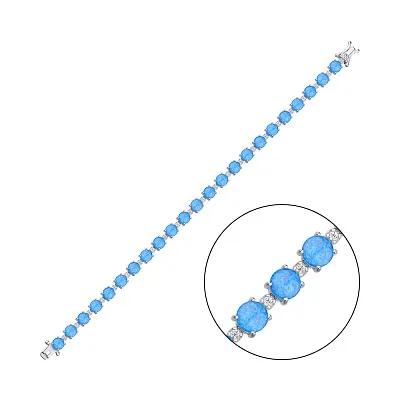 Срібний браслет з опалом та фіанітами  (арт. 7509/4010Пог)