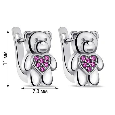 Срібні сережки для дітей з альпінітами (арт. 7502/9307амлн)