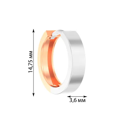 Одинарна сережка з білого і червоного золота  (арт. 110451бкЯ)