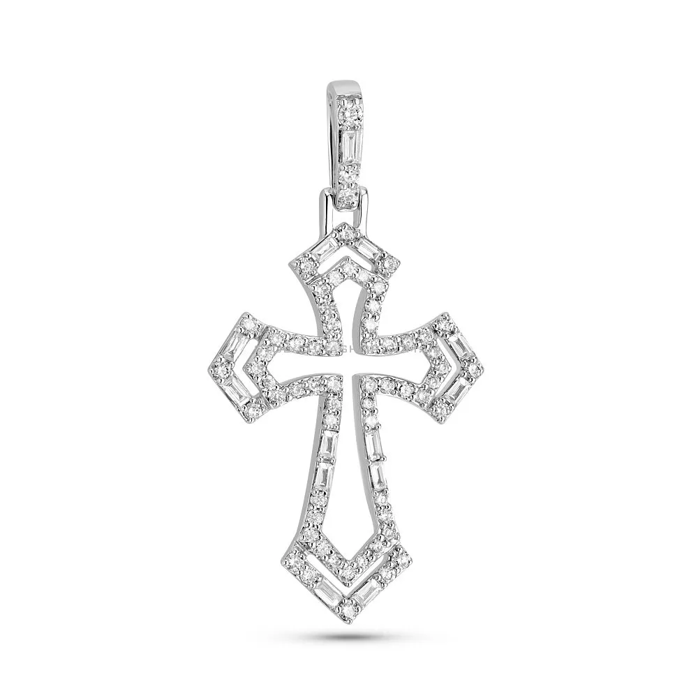 Крестик из белого золота с бриллиантами (арт. П341675050б) - цена