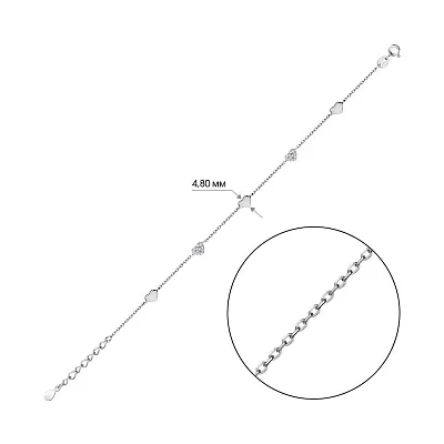 Срібний браслет з сердечками і з фіанітами  (арт. 7509/3255)