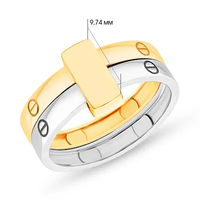 Золотое кольцо в комбинированном цвете металла  (арт. 155175жб)