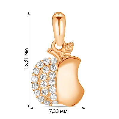 Підвіска з червоного золота «Яблуко» з фіанітами (арт. 424234)