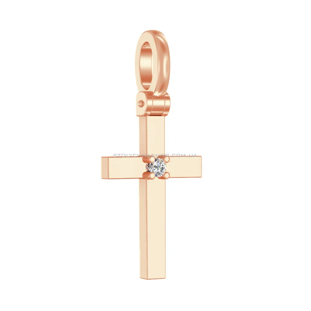 Золота підвіска-хрестик з діамантом (арт. П011022) - цена