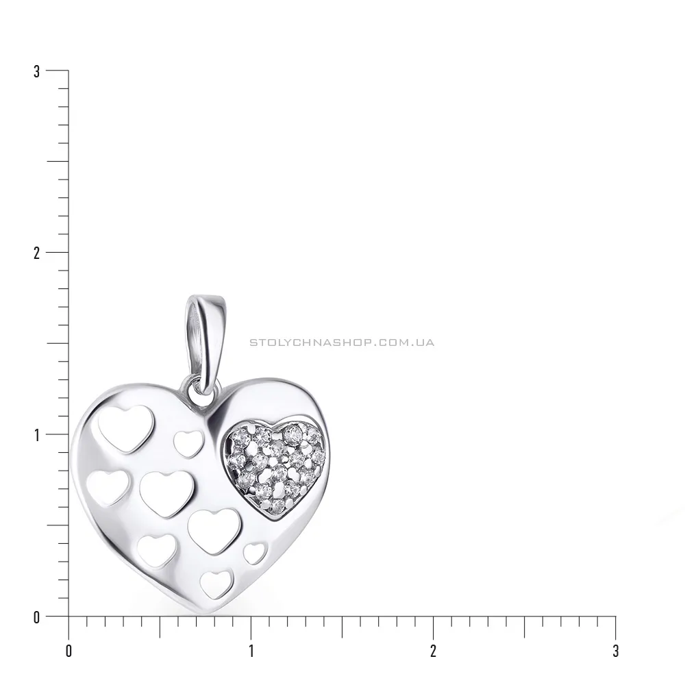 Серебряная подвеска «Сердце» с фианитами (арт. 7503/2367) - 2 - цена