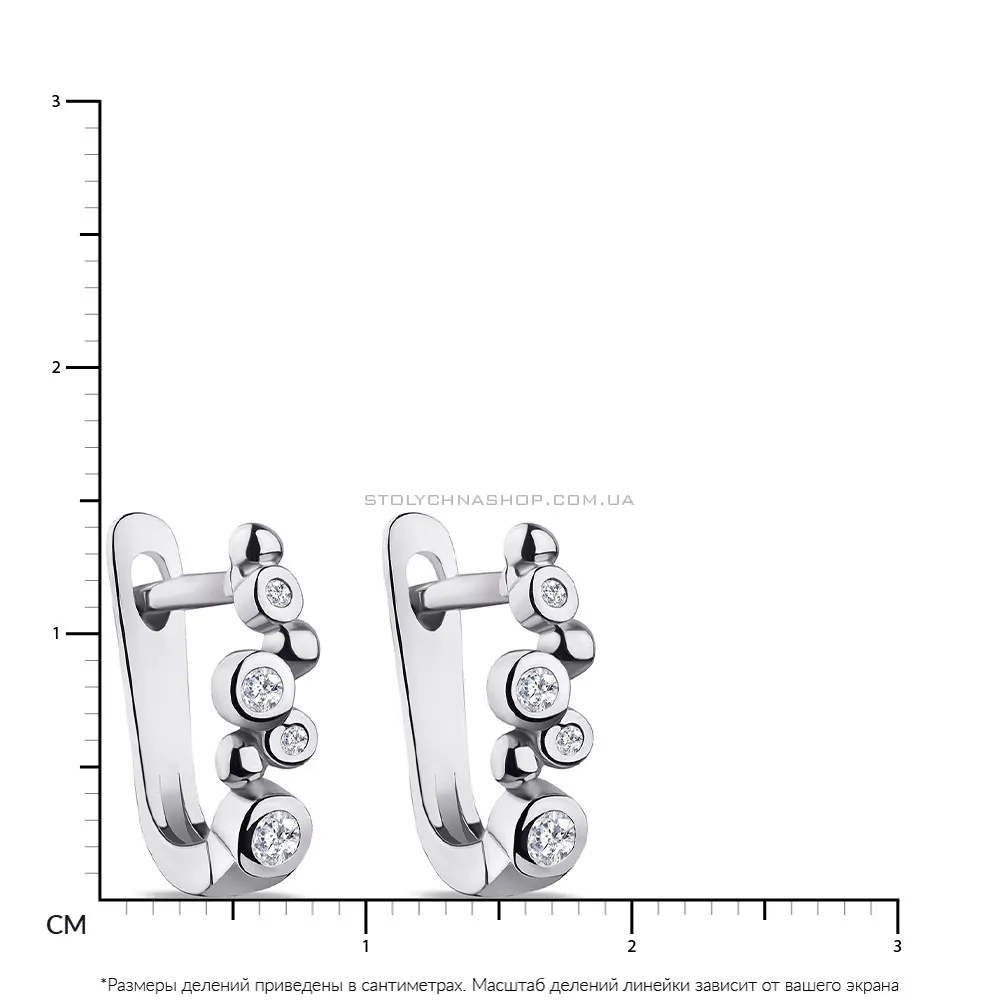 Сережки из серебра с фианитами (арт. 7502/4471) - 2 - цена
