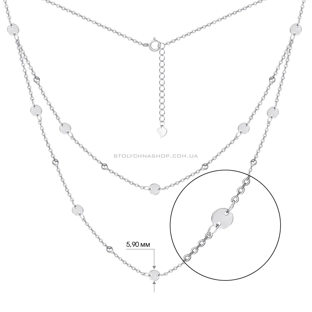 Колье из серебра с бусинками и с монетками (арт. 7507/1218)