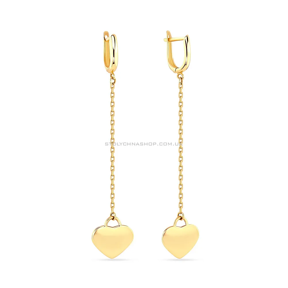 Золоті сережки з підвісками «Сердечка» (арт. 107260ж) - цена