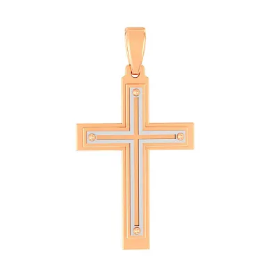 Хрестик з червоного і білого золота  (арт. 440780кб)