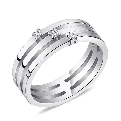 Тройное кольцо серебряное с фианитами  (арт. 7501/5510)