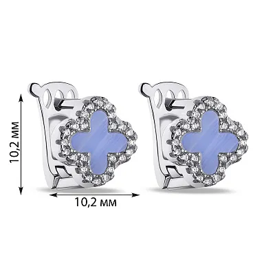 Срібні сережки з халцедоном і фіанітами (арт. 7502/9147/10хлф)