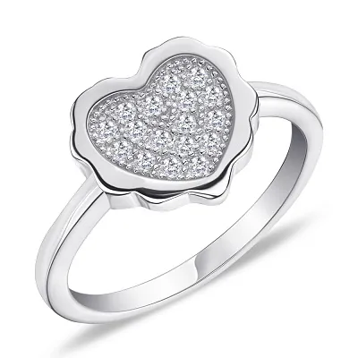 Серебряное кольцо с сердечком с фианитами (арт. 7501/5042)