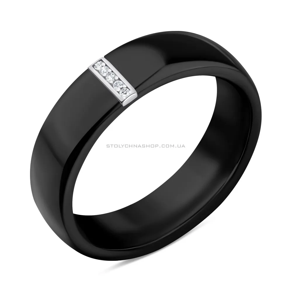 Керамическое кольцо с серебряной вставкой (арт. 7501/К2ФК/4035-19) - цена