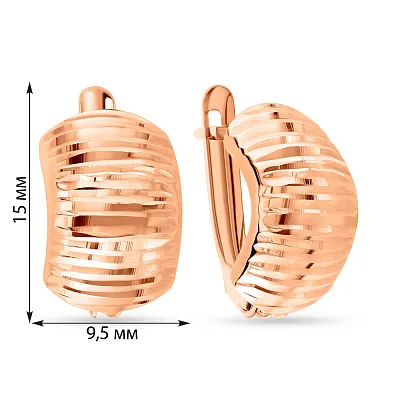 Сережки з червоного золота з алмазною гранню  (арт. 102036/1)